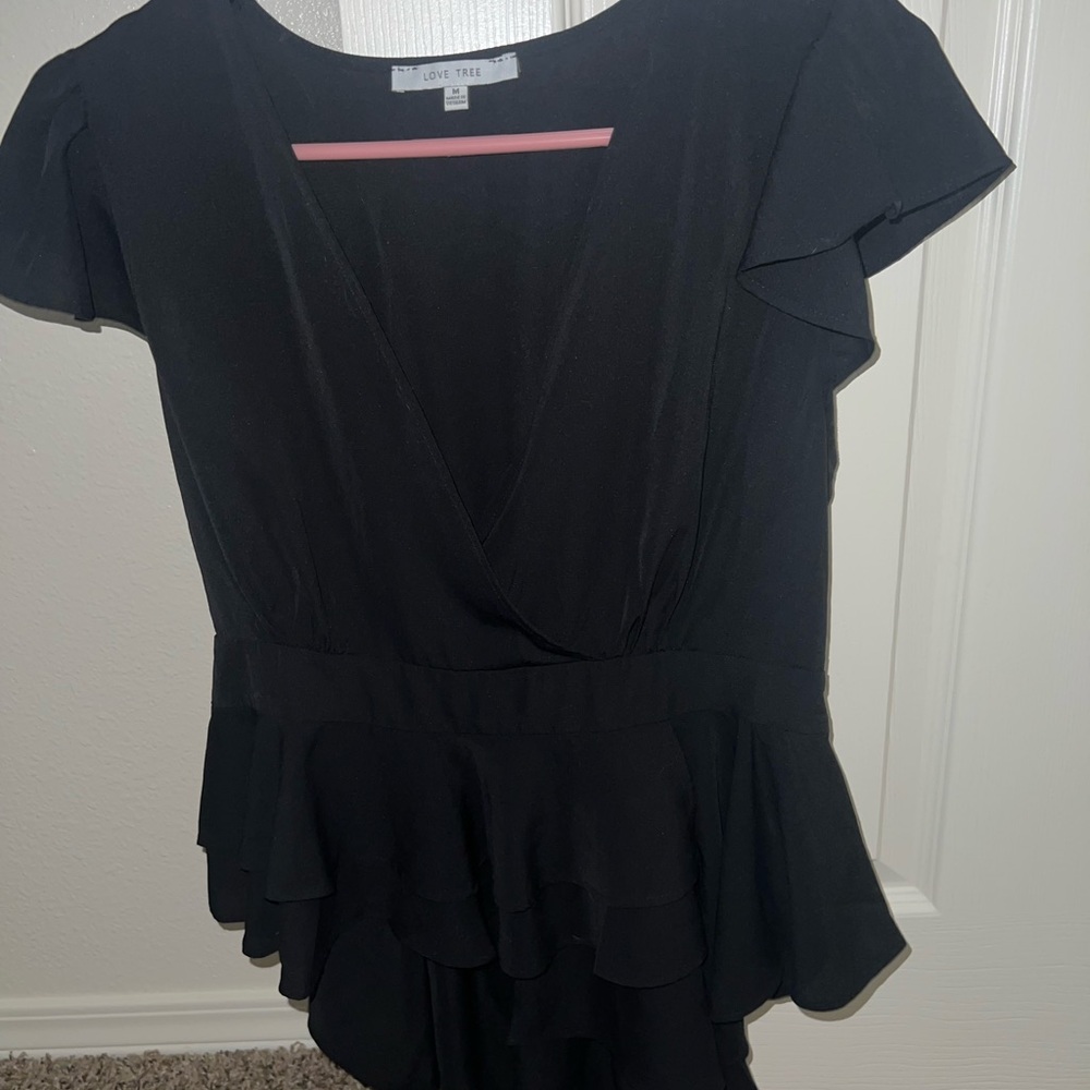Elegant Black Ruffle Blouse